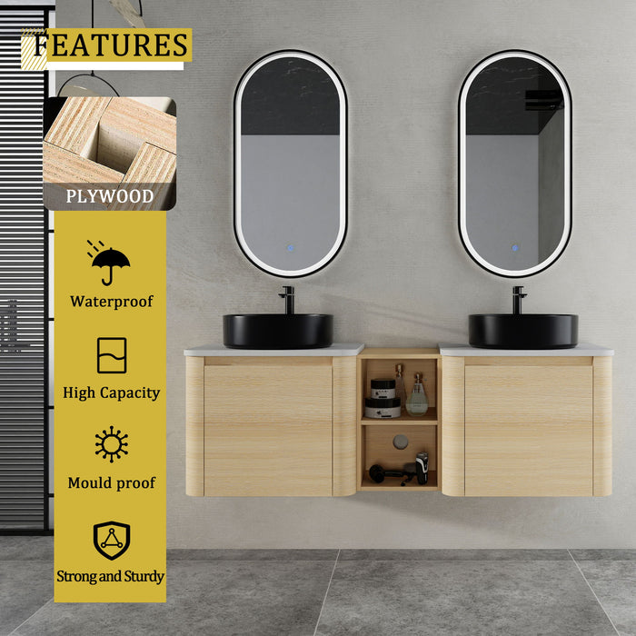 Mounted Bathroom Vanity With Art Sink, 1 Storage Shelf, Soft Close Door