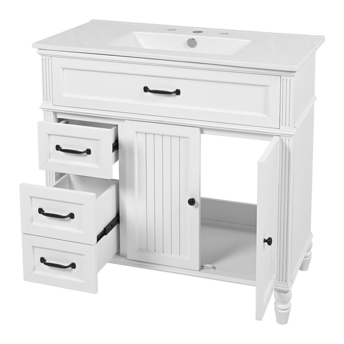 Bathroom Vanity With Sink, 2 Doors 2 Drawers, Freestanding Design