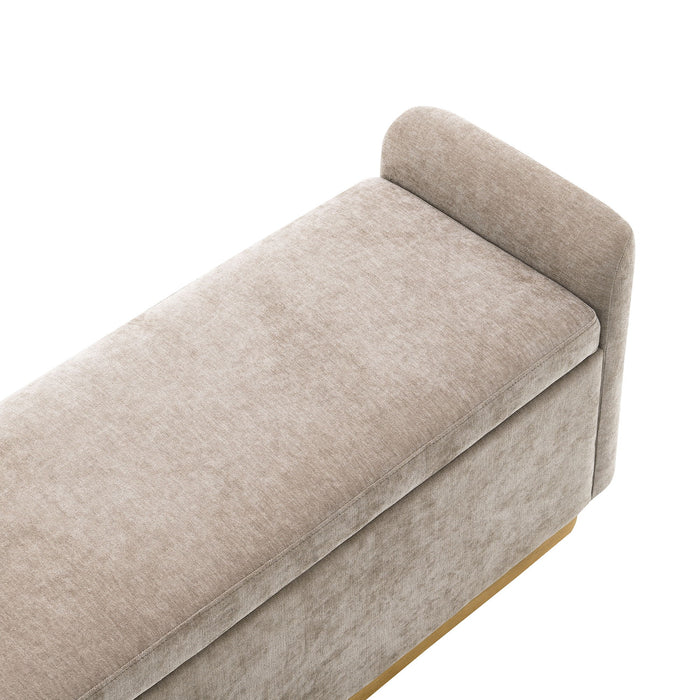 Upholstered Storage Bench With Safety Hinge