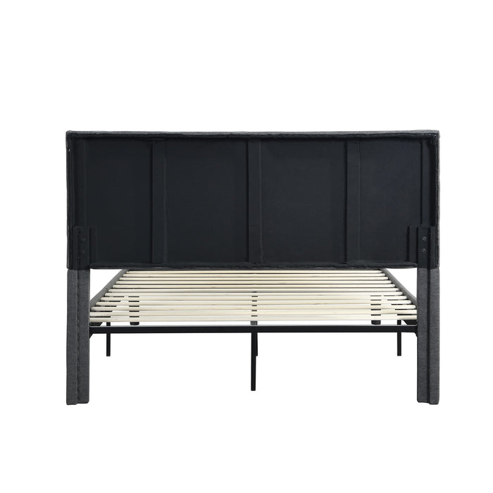 Upholstered Platform Bed Frame With Headboard, Wood Slat Support