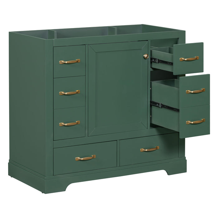 Modern Bathroom Vanity Base Only, 6 Drawer Storage With Adjustable Shelf