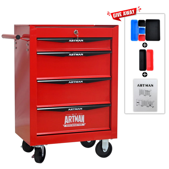 Rolling Metal Tool Chest With Drawers, Steel Storage Cabinet With Ball Bearing Slides