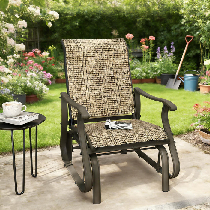 Outdoor Glider Swing Chair With Smooth Motion - Brown / Brown Mix