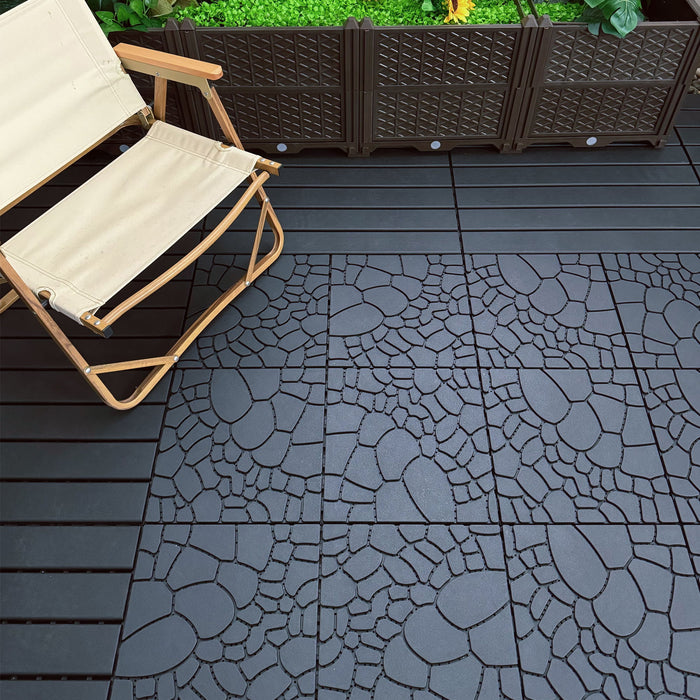 Stone Texture Patio Deck Tiles, Diy Module Interlocking Decking Floor Tiles