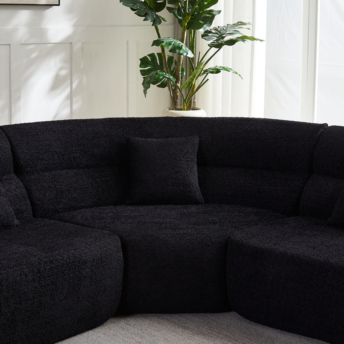 Luxury Curved Corner Sectional Sofa With 4 Pillows
