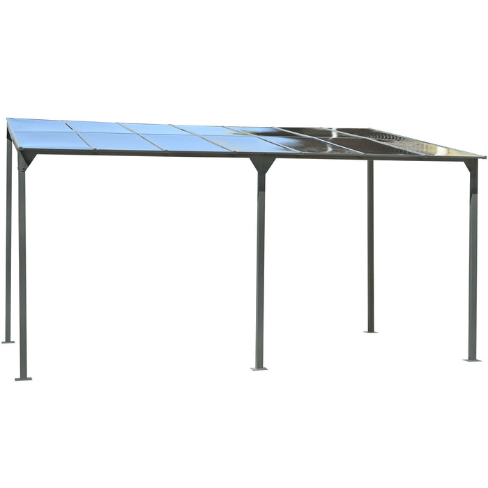 Outdoor Wall Mounted Gazebo With Sloped Roof Design, Uv Protection, And Durable Iron Frame - Gray
