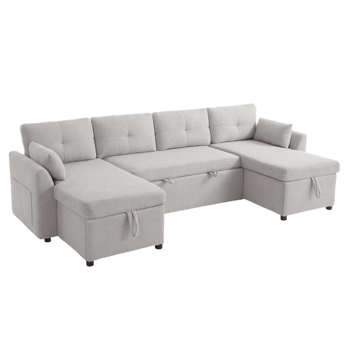 U-Shaped Sectional Sofa Bed With Storage And USB Ports
