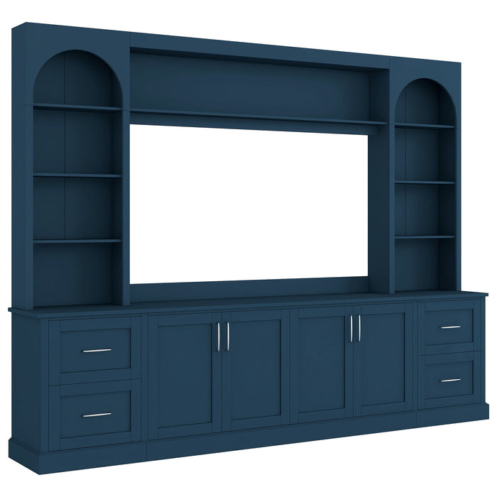 Arched Entertainment Center Wall Unit With Drawers, TV Stand