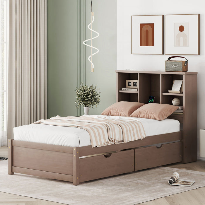 Bed Frame With Built In USB Port And 2 Drawers