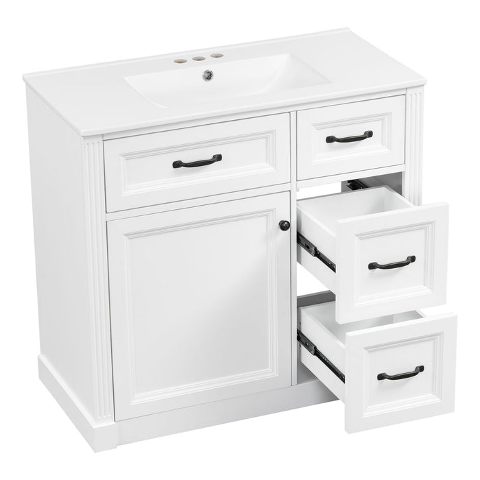 Modern Bathroom Vanity With Sink, 4 Drawers, Soft-Close Door, Adjustable Shelf