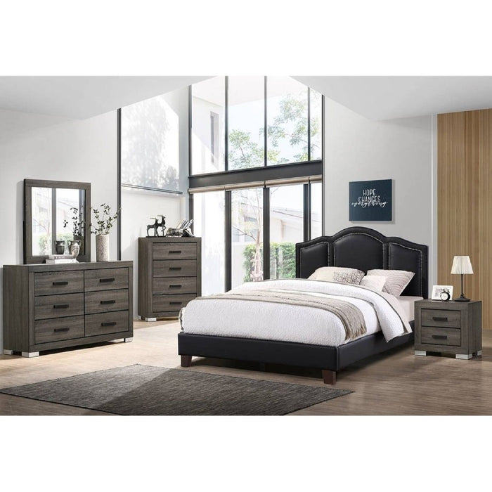 Full Size Bed With Unique Headboard - Black