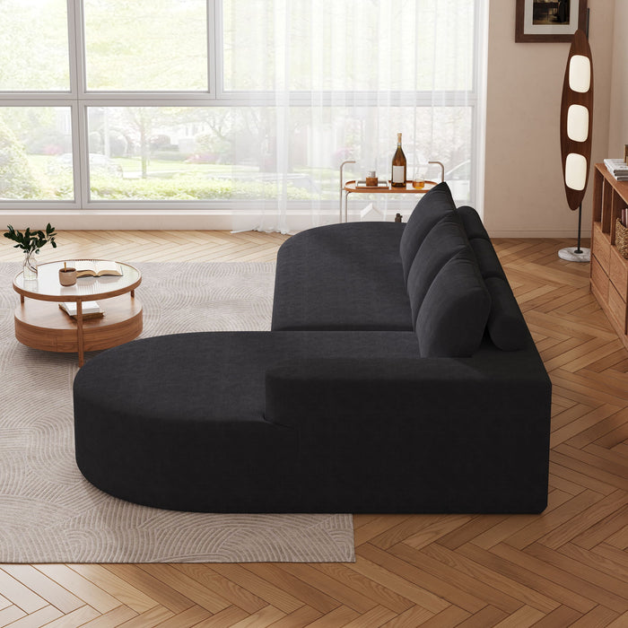 Modern Curved Sofa, L-Shaped Modular Sectional Set With 3 Pillows