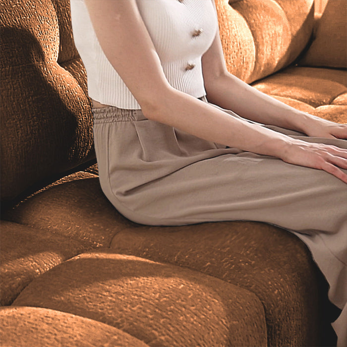 Sofa Set With Ottoman And Pillows, Textured, High Resilience Cushions