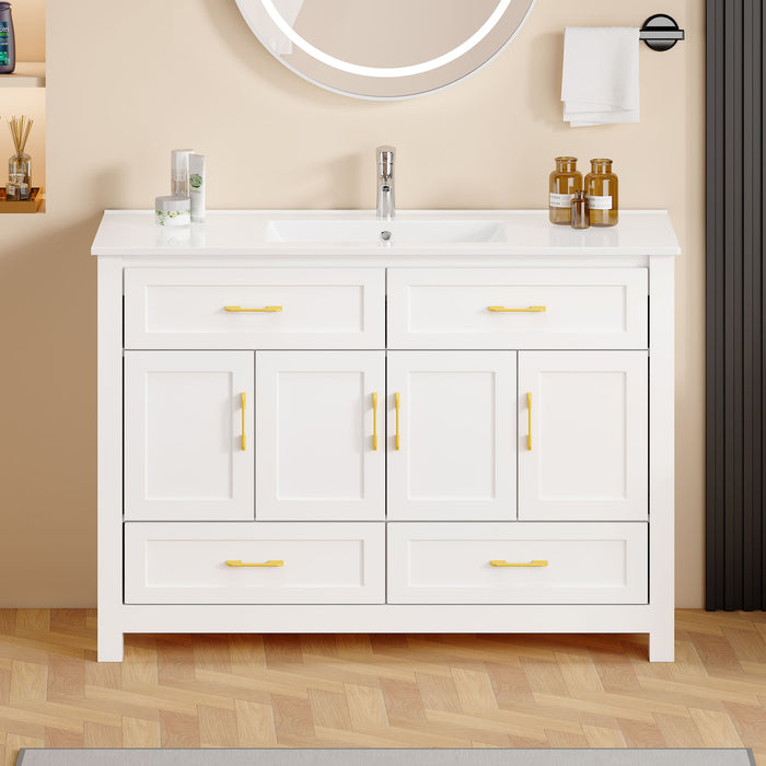 Bathroom Vanity With Sink Combo, 4 Soft Close Doors And 4 Drawers