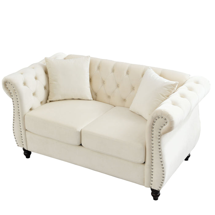 Chesterfield Sofa With Rolled Arms And Nailhead Trim