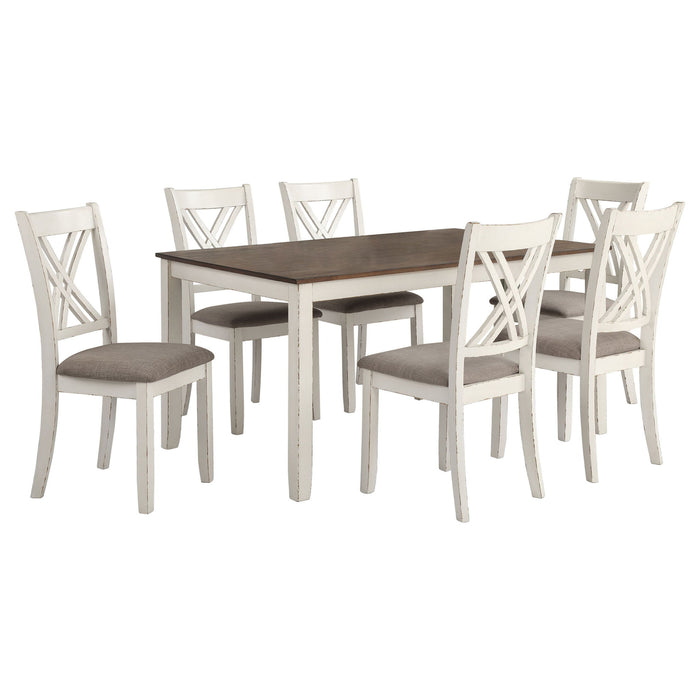 Ebers - 7 Dining Set With 2 Tone Upholstered Chairs - Vanilla White