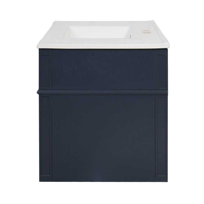 Modern Wall Mounted Floating Cabinet With Double Drawer And Sink