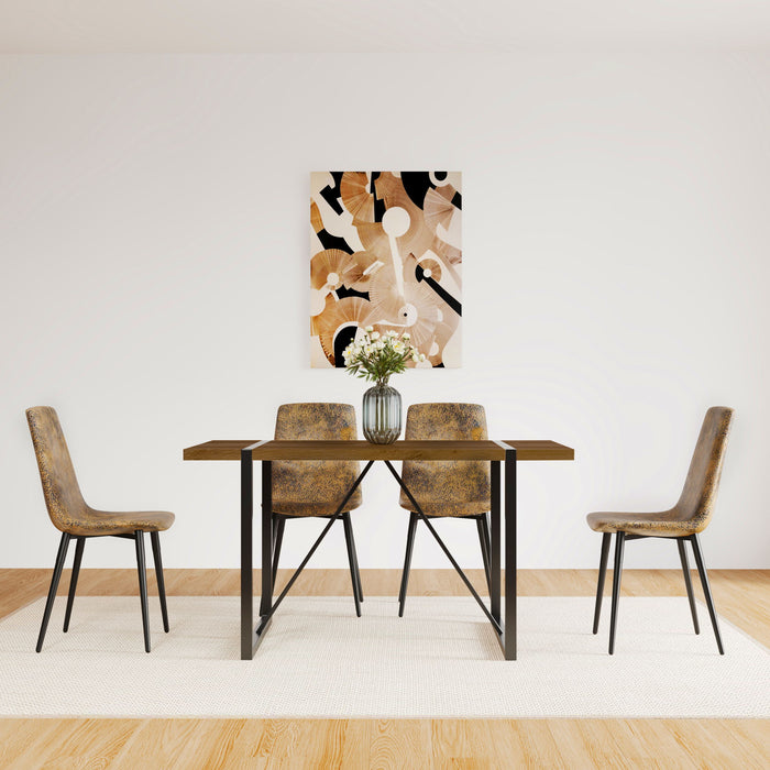 Modern Dining Table With Black Metal Legs For 4 - 6 Person