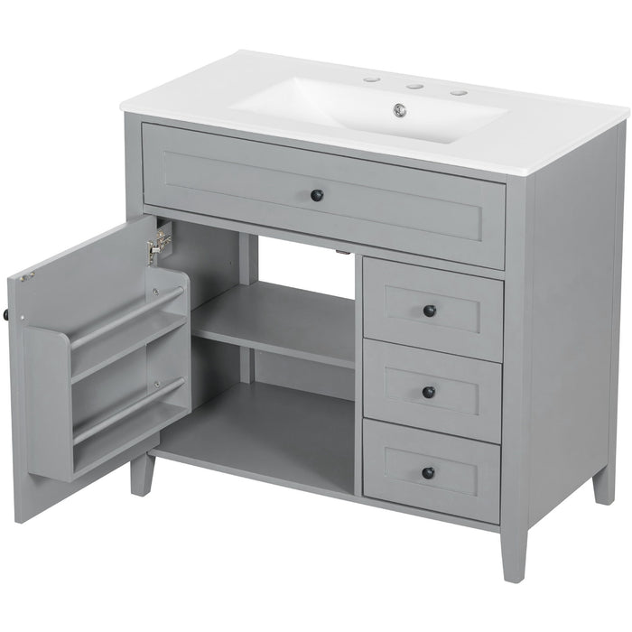 Bathroom Vanity With Sink, Cabinet With 3 Drawers And Adjustable Shelf