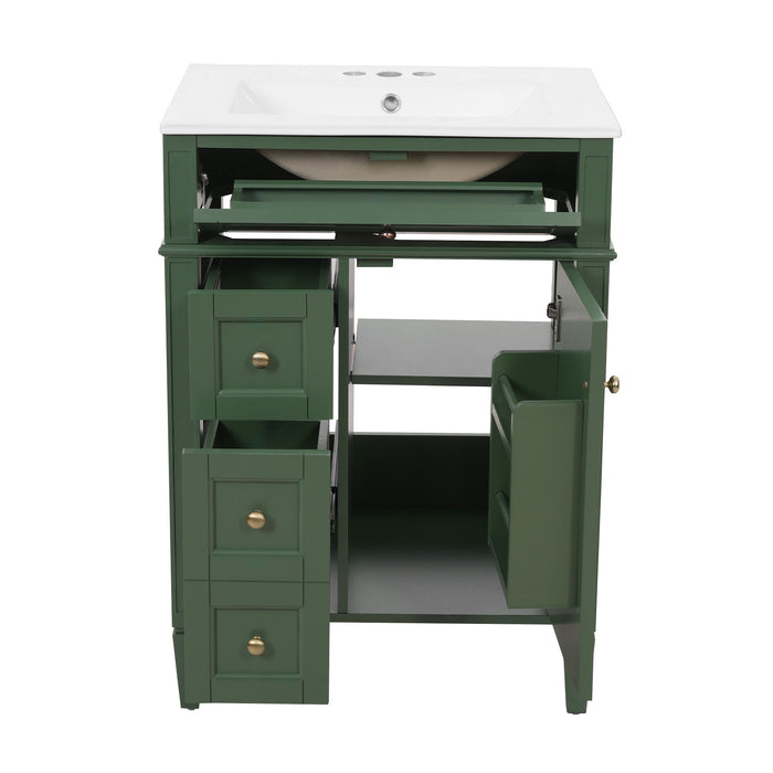 Bathroom Vanity With Top Sink, Storage Cabinet With 2 Drawers And Tip-Out Drawer