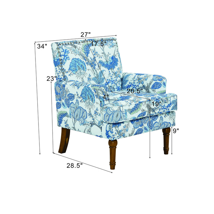 Floral Accent Armchair With Nailhead Trim