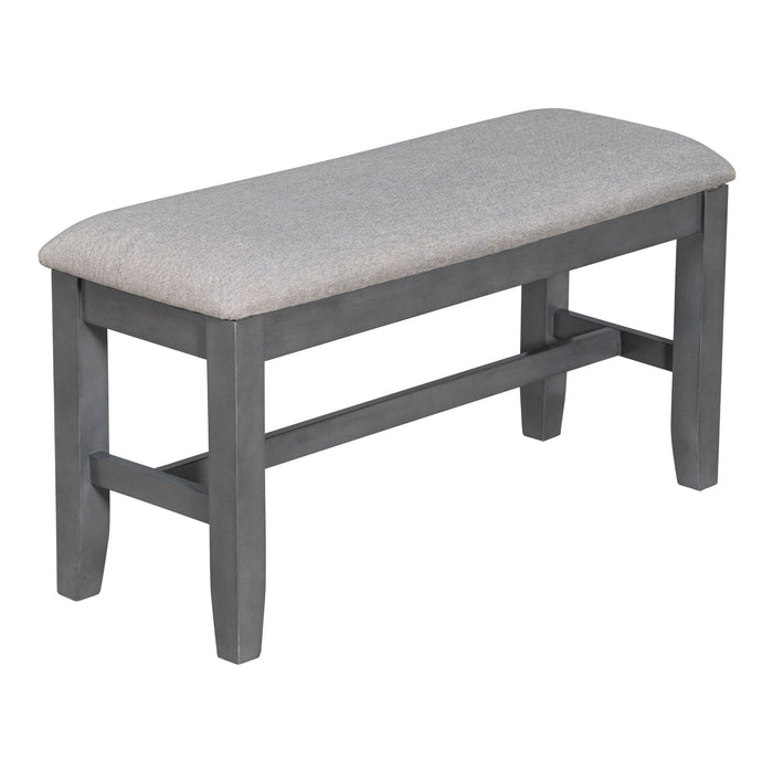 Foldable Dining Set For 6 With 4 Chairs And Bench, Space Saving Design - Gray