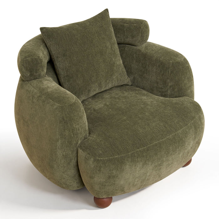 Clubchair, Bucket Chair, Decorative Sofa With Pillow, For Living Roon - Olive Green