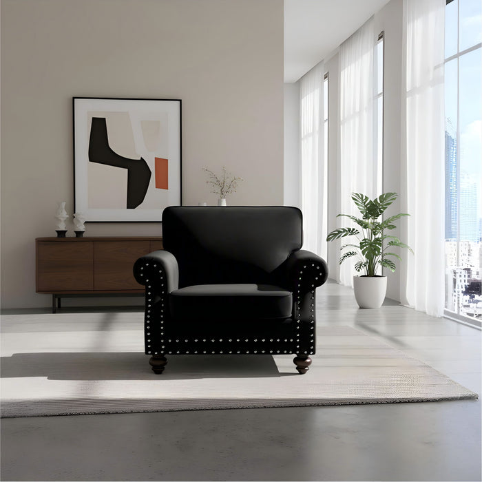 Upholstered Accent Armchair With Turned Legs For Living Room
