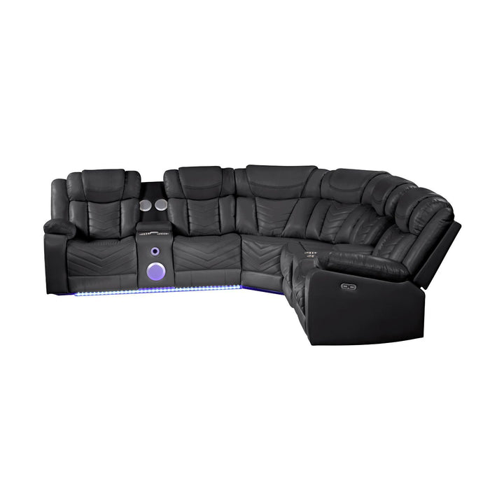 Challenger - Recliner Sectional Sofa, Built In USB, C Ports & Bluetooth