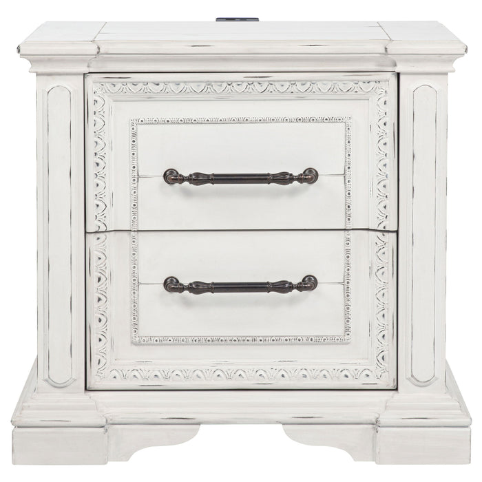 2 Drawer Nightstand With Dual USB Charging Ports - Vintage