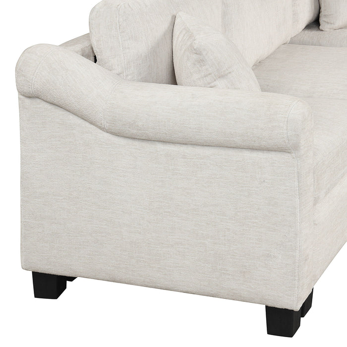 Contemporary U - Shaped Sectional Sofa With Movable Storage Ottoman