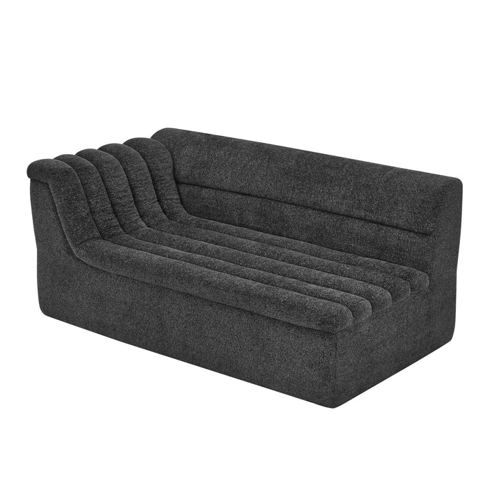 Upholstered L-Shaped Modular Sectional Sofa With Chaise, Wave-Shaped Armrest