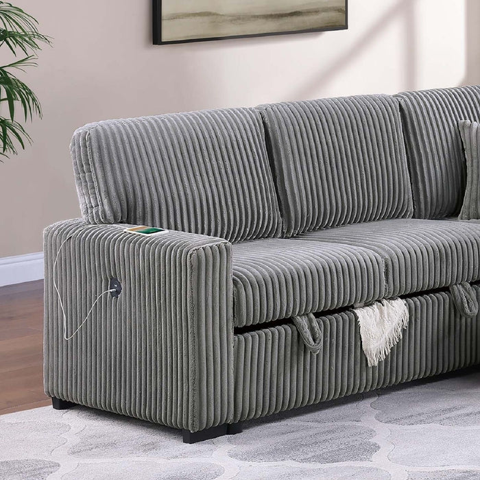 Convertible Sectional Upholstered Sleeper Sofa With Storage Chaise
