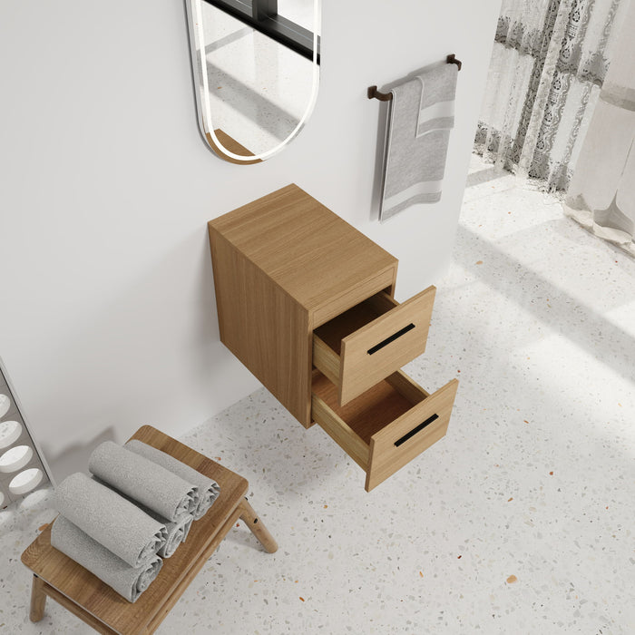 Floating Bathroom Vanity Drawer Base, Wall Mounted Storage With 2 Drawers - Light Oak