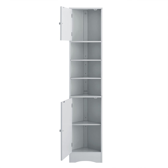 Multi Functional Corner Cabinet With Adjustable Shelves And 2 Doors