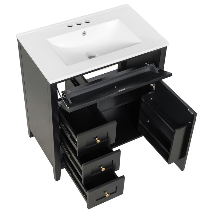 Bathroom Vanity With Sink, 3 Drawers And Adjustable Shelf, Freestanding Storage Unit