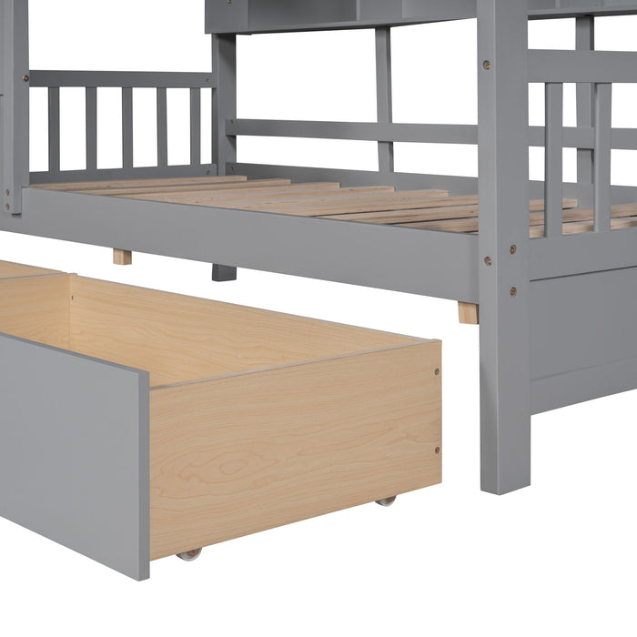Modern Design House Bed With Storage Shelf
