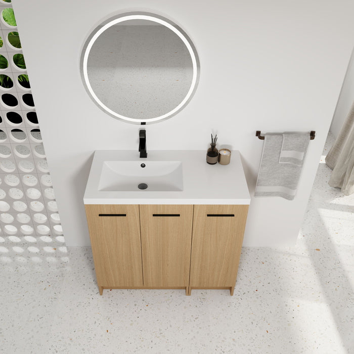 Wall Mounted Floating Bathroom Vanity With Sink, 3 Door Modular Cabinet