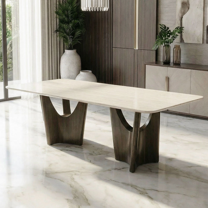 Dining Table - Beige / Bronze Golden