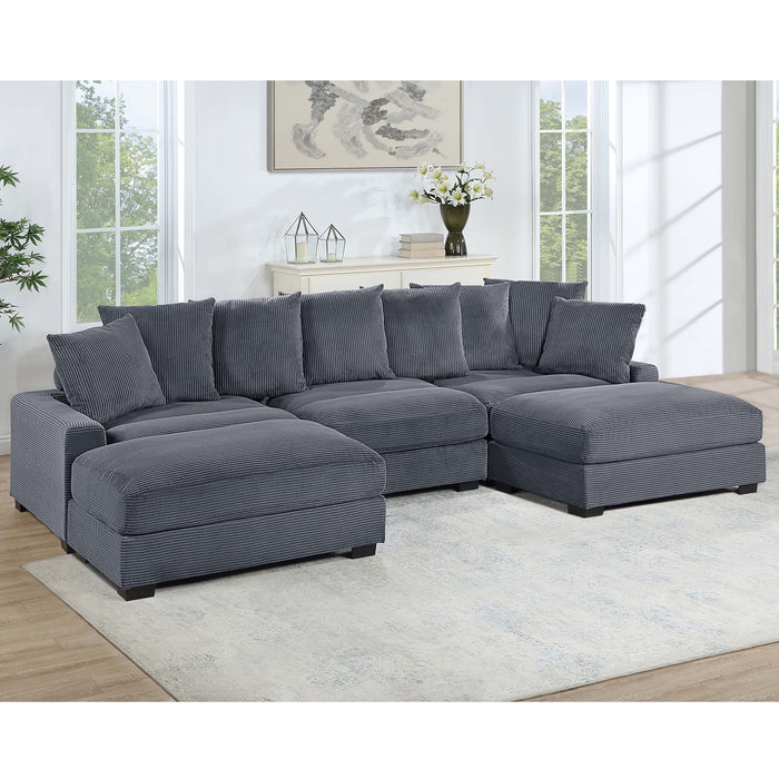 5 Piece Modular Sectional Set Couch With LAF & RAF Chairs, Living Room Furniture - Dark Gray