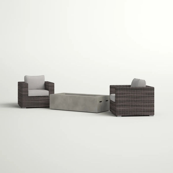 Outdoor Rattan Wicker Seating Set With Cushions 2 Person Patio Furniture - Espresso / Gray