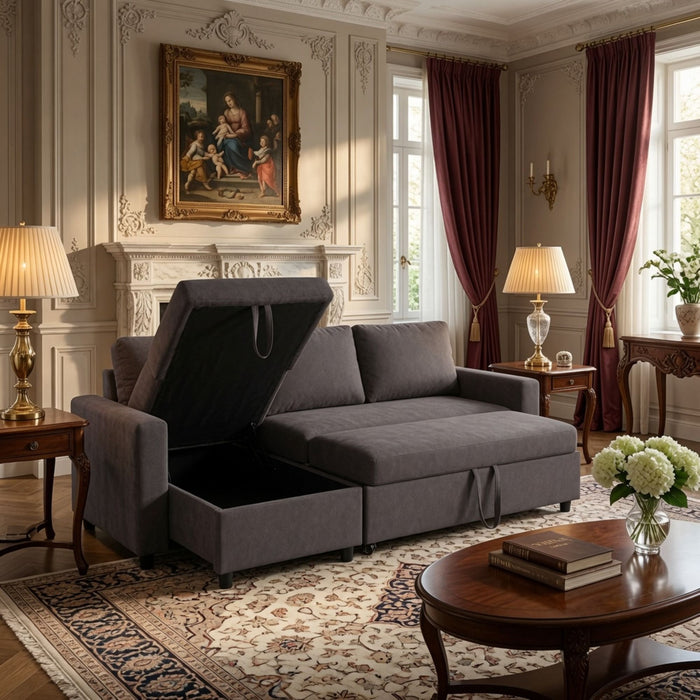 L - Shaped Convertible Sofa Bed With Storage Chaise