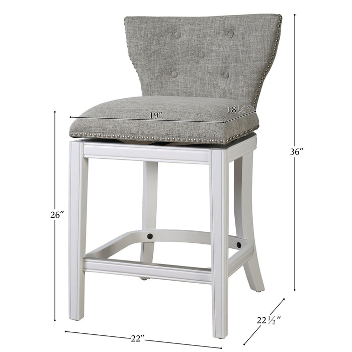 Upholstered Swivel Stool With Back