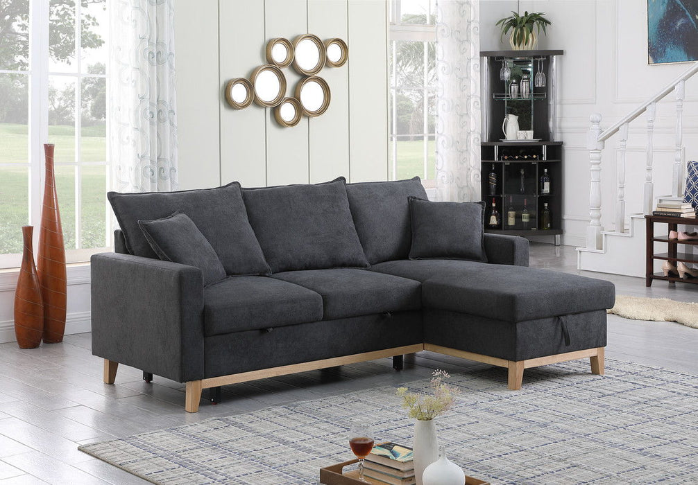 Colton - Reversible Sleeper Sectional Sofa With Storage Chaise - Dark Gray