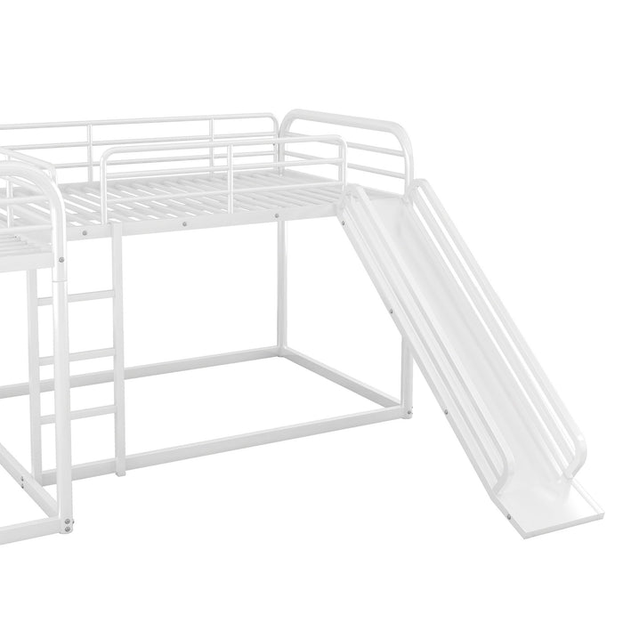 L Shaped Bunk Bed With Slide And Short Ladder