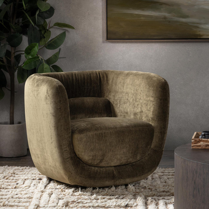 Nico - Upholstered Swivel Chair - Olive Green