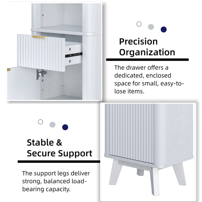 Tall Bathroom Storage Cabinet With Adjustable Shelves And 1 Drawer & Door
