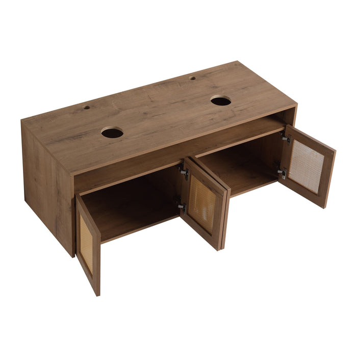 Bathroom Vanity With Art Sink And Side Cabinet, Float Mounting Design