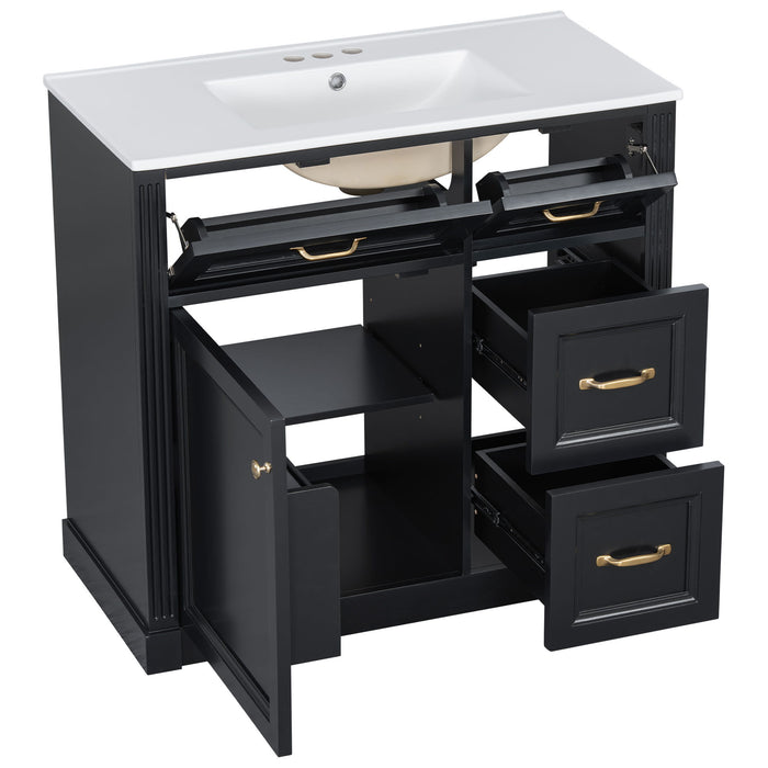 Modern Bathroom Vanity With Sink, 4 Drawers, Soft-Close Door, Adjustable Shelf