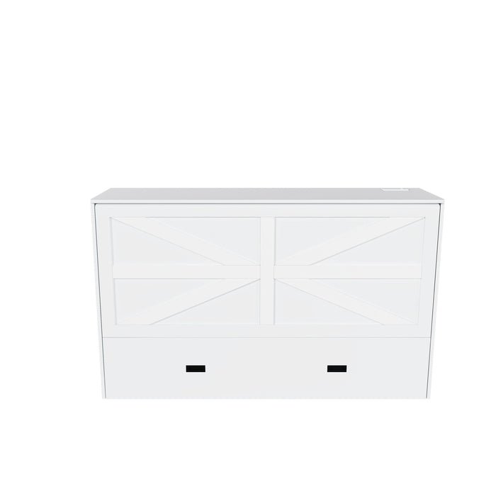 Murphy Bed With Storage Drawers And Charging Cabinet, Foldable Panels, Swivel Wheels